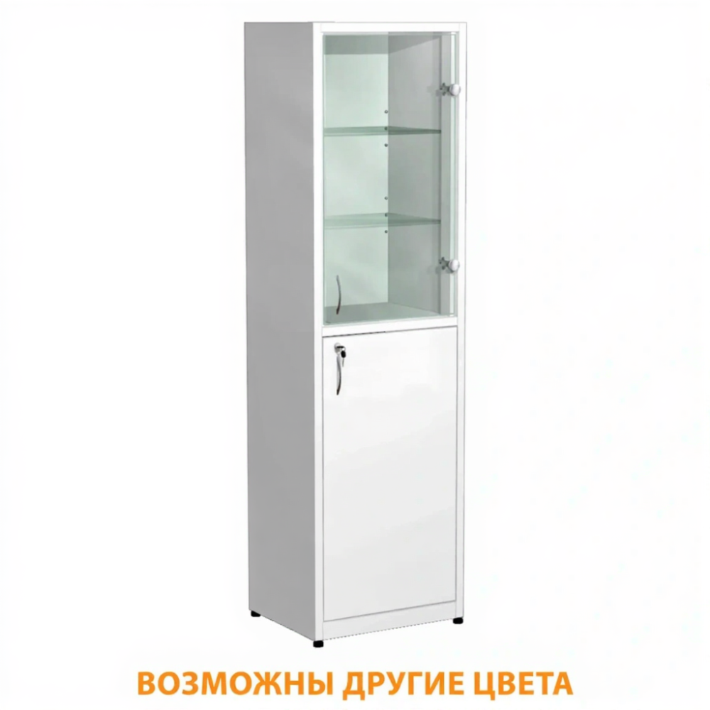 Шкаф для медикаментов стекло/металл ШМ-1.1 (белый)