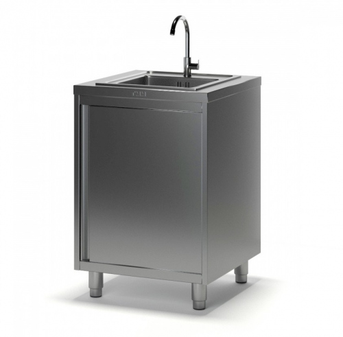 Ванна моечная ТМ-1 с тумбой (700х700х870), мойка цельн. вварная 500х500х300, отверстие под смеситель по центру