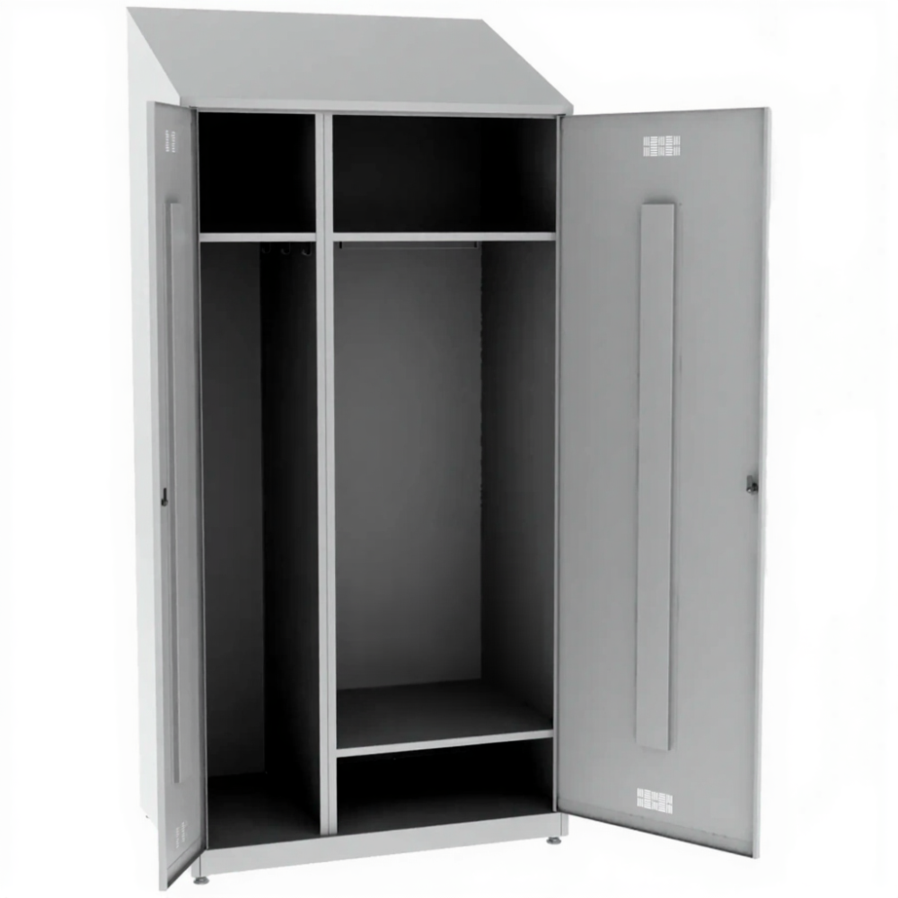 Шкаф для одежды металлический ШРВ-ДВ-930 с наклонной крышей