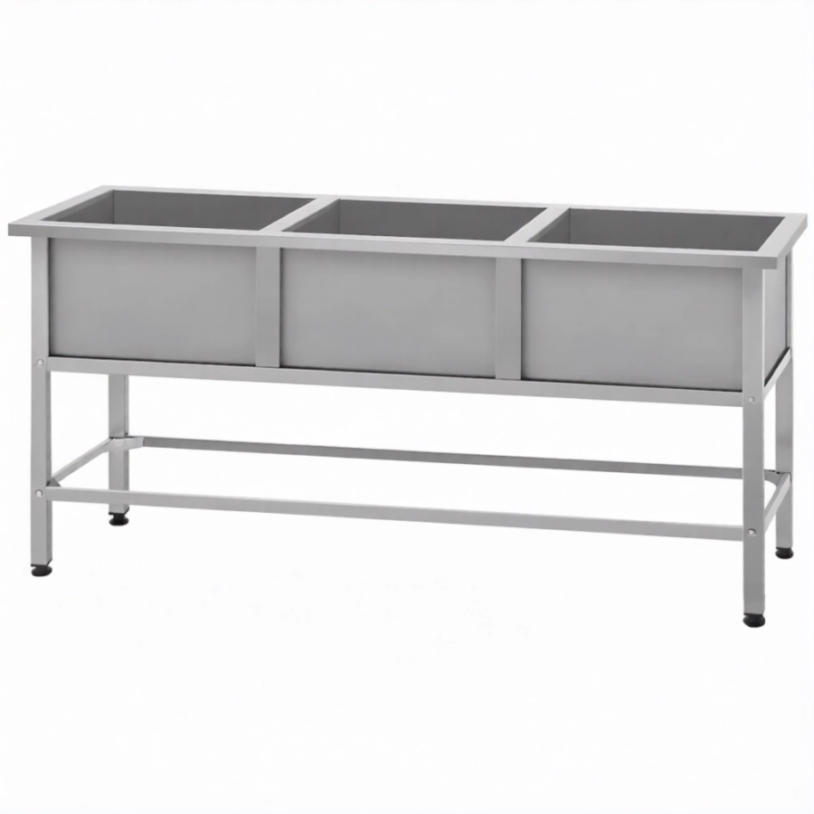 Ванна моечная ВМСн 530/3 (860х1490х530)  3 м/о 430х430х300 (ножка угловая)