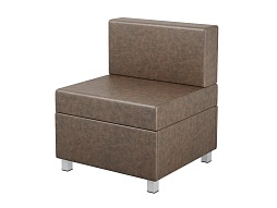 Кресло модульное на металлокаркасе 600х610х425/720 мм 790.1-КЧ (обивка - экокожа коричневый, м/к квадратная труба)