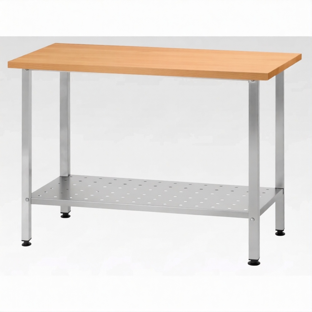 Стол кондитерский СПРн 860х1500х800 «Norma Inox» бук/40 (полка перф.; ножка проф., тр. 40х40)