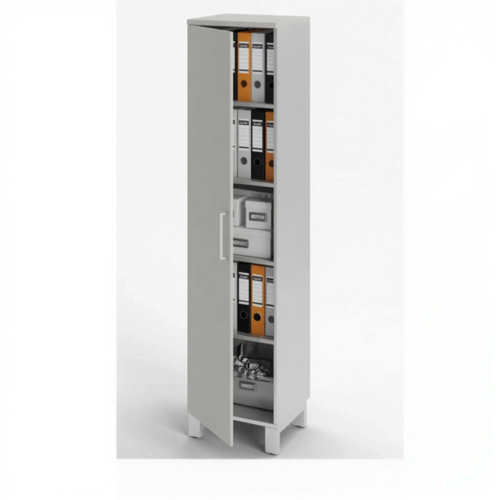 Шкаф для документов П-23.1 с замком (ЛДСП серый, каркас серый)