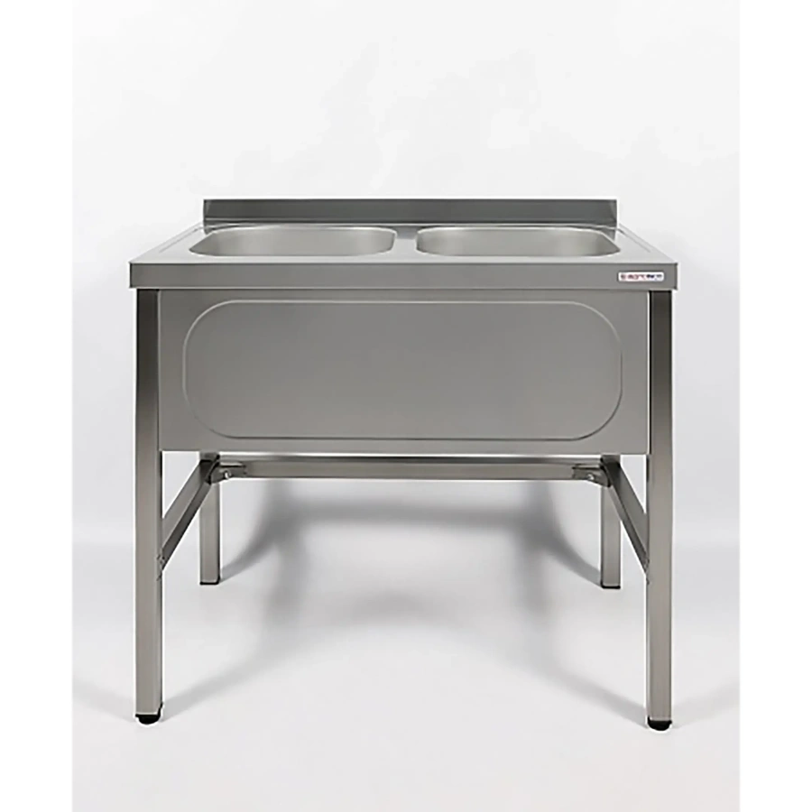 Ванна моечная двухсекционная цельнотянутая с бортом ВМЦ-2/12/6-Б