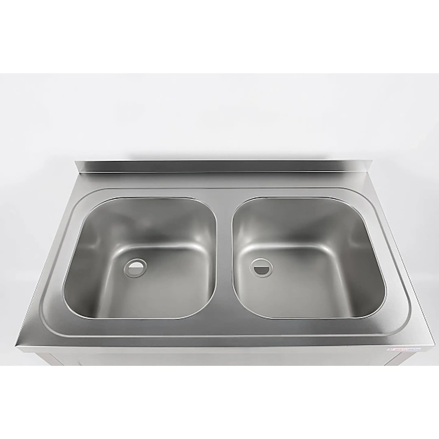 Ванна моечная двухсекционная цельнотянутая с бортом ВМЦ-2/12/6-Б