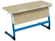 Стол 2-местный школьный 3-5 г/р "Логика" с наклоном столешницы 0-15° (дуб "Бардолино", м/к белый/синий)
