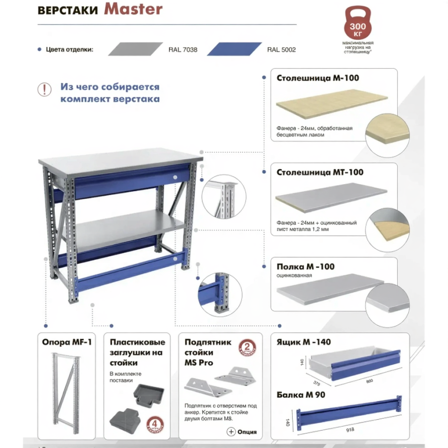Верстак MASTER M100.MF1.MF1.010