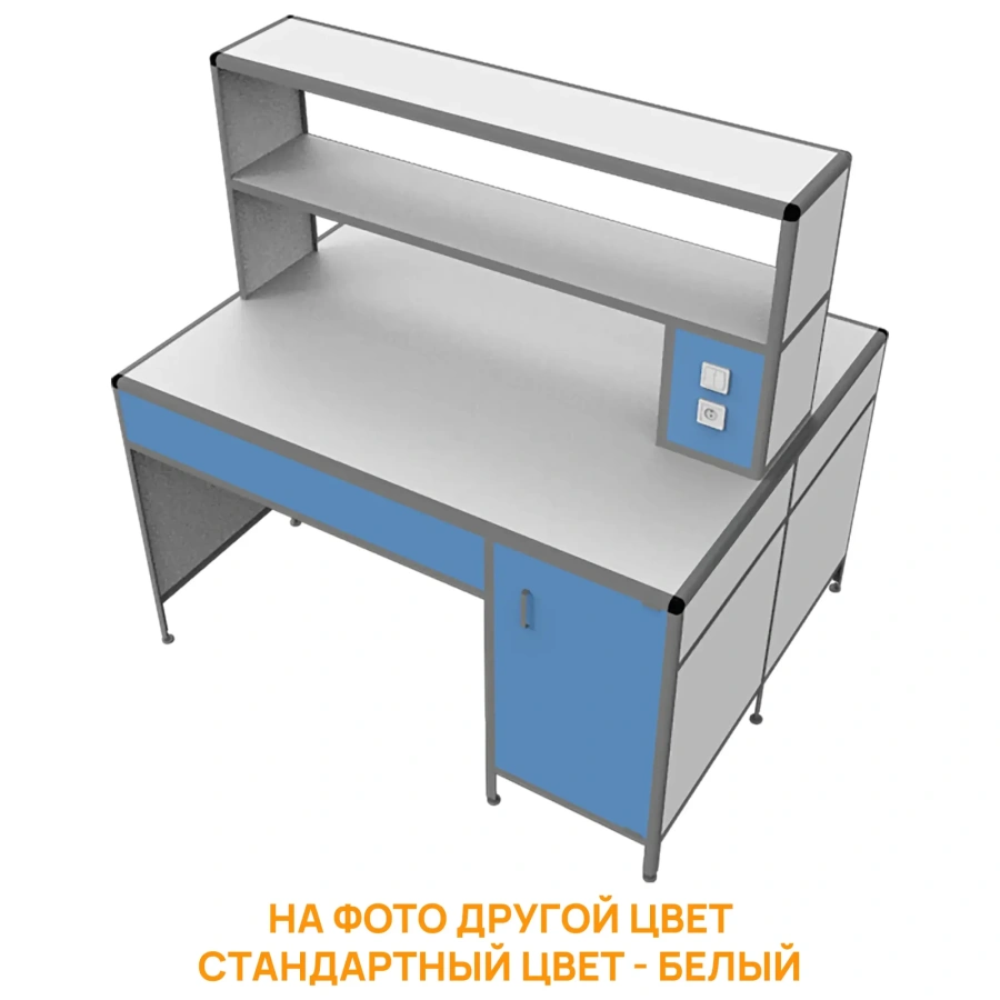 Стол лабораторный островной MED 11.001al с надстройкой (белый)